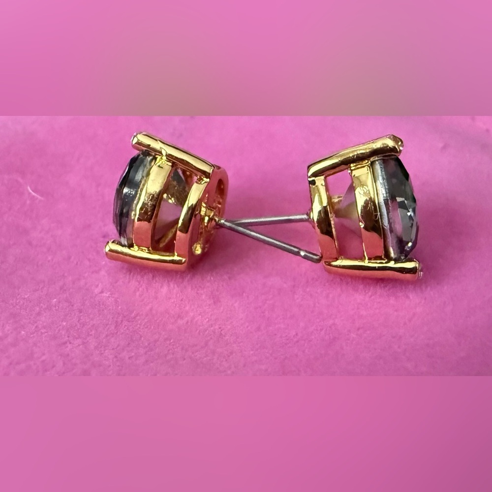 KATE SPADE RHINESTONE AND GOLD STUD EARRINGS. - Picture 5 of 7